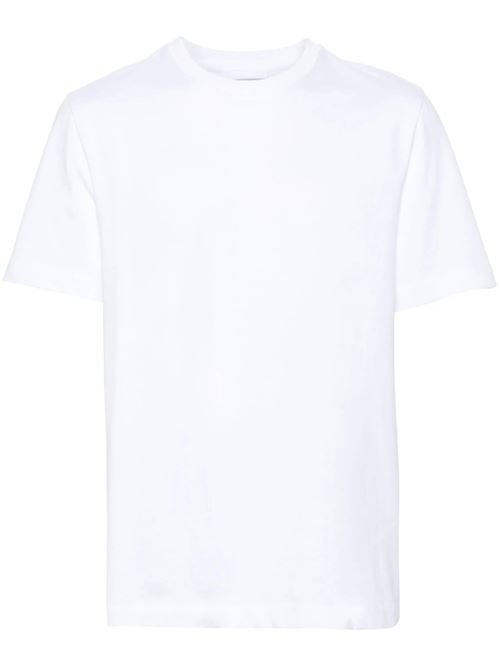 white cotton jersey ribbed trim logo print Helmut Lang | O01HM503100